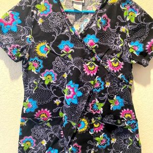 Size small scrubstar black and neon scrub top